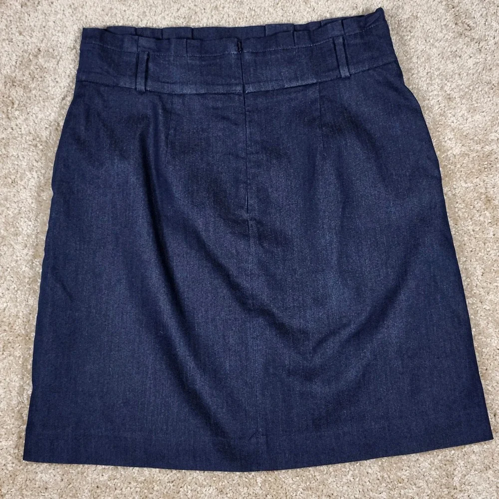 Ann Taylor Denim Pencil Skirt Women's Sz‎ 8 Dark Blue Stretch Pockets Beltloops